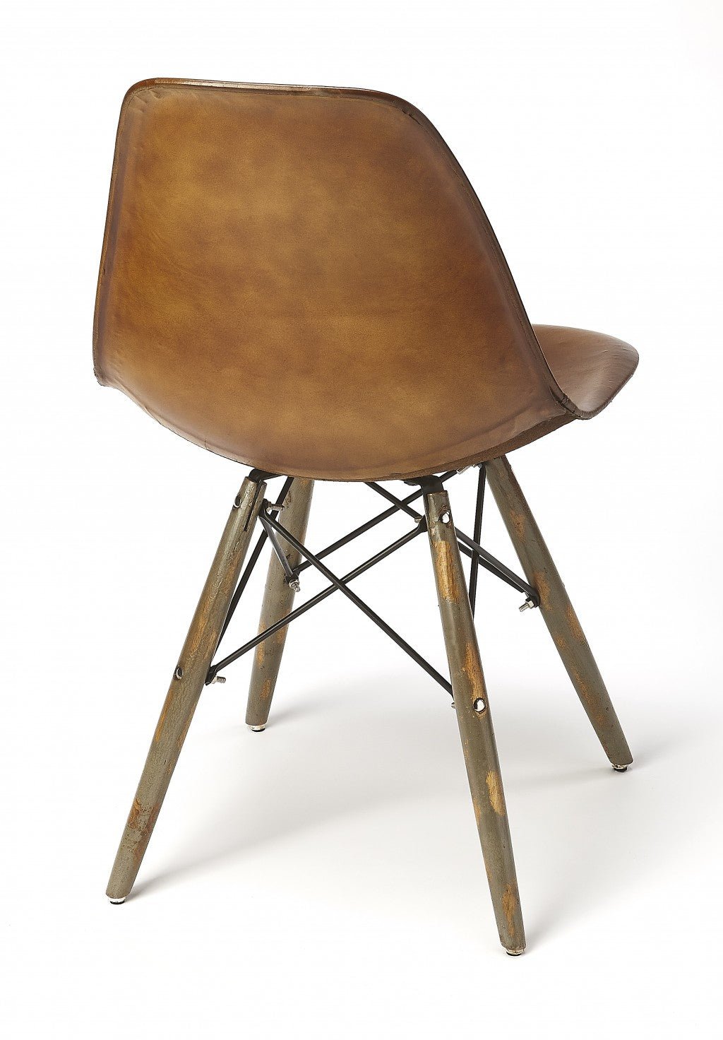 18" Brown And Copper Faux Leather Side Chair Image 6