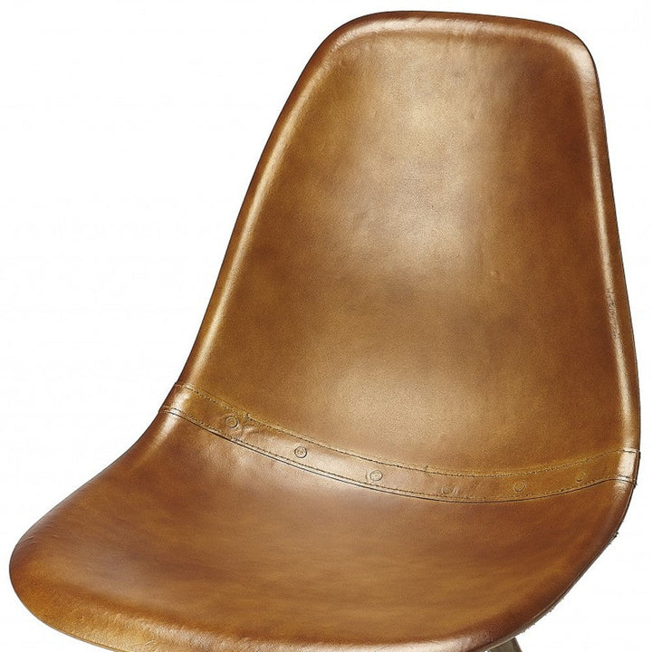 18" Brown And Copper Faux Leather Side Chair Image 9