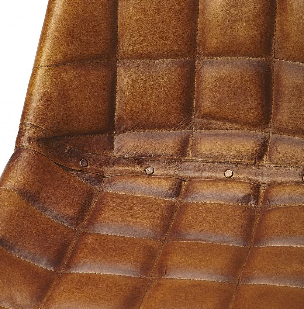 18" Brown Faux Leather Tufted Side Chair Image 2