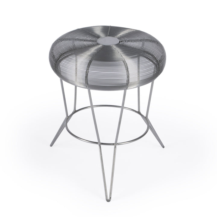 18" Silver Wire Round End Table Image 4