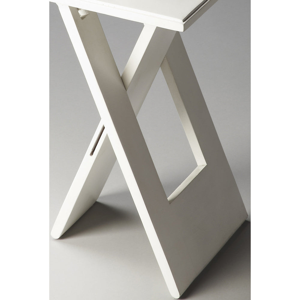 18" White Solid Wood Square Folding End Table Image 2