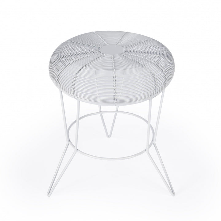 18" White Wire Round top End Table Image 1