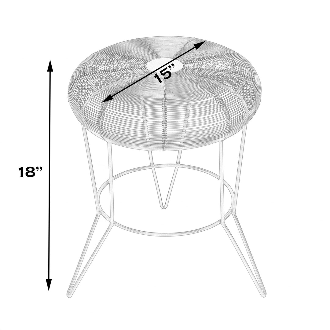 18" White Wire Round top End Table Image 3