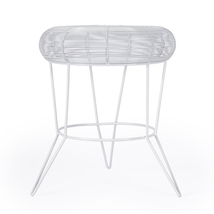 18" White Wire Round top End Table Image 4