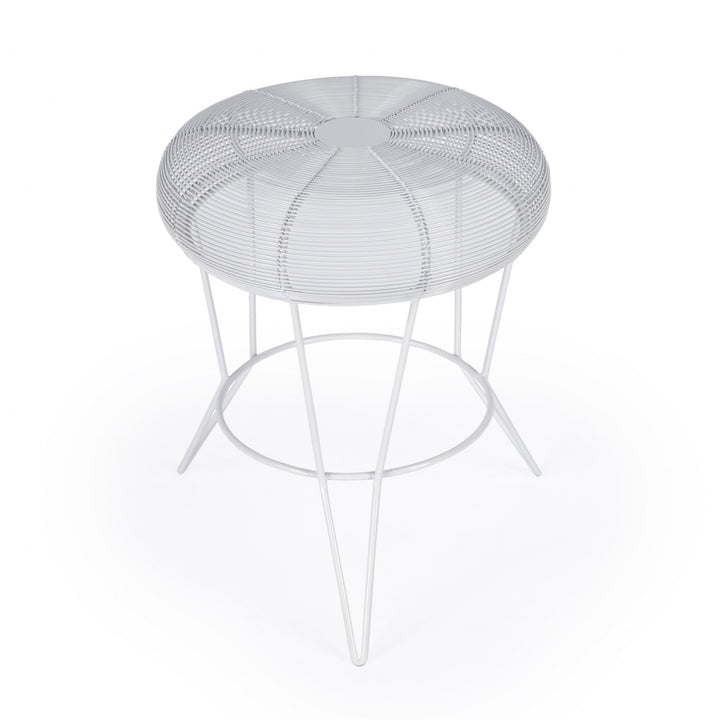 18" White Wire Round top End Table Image 5