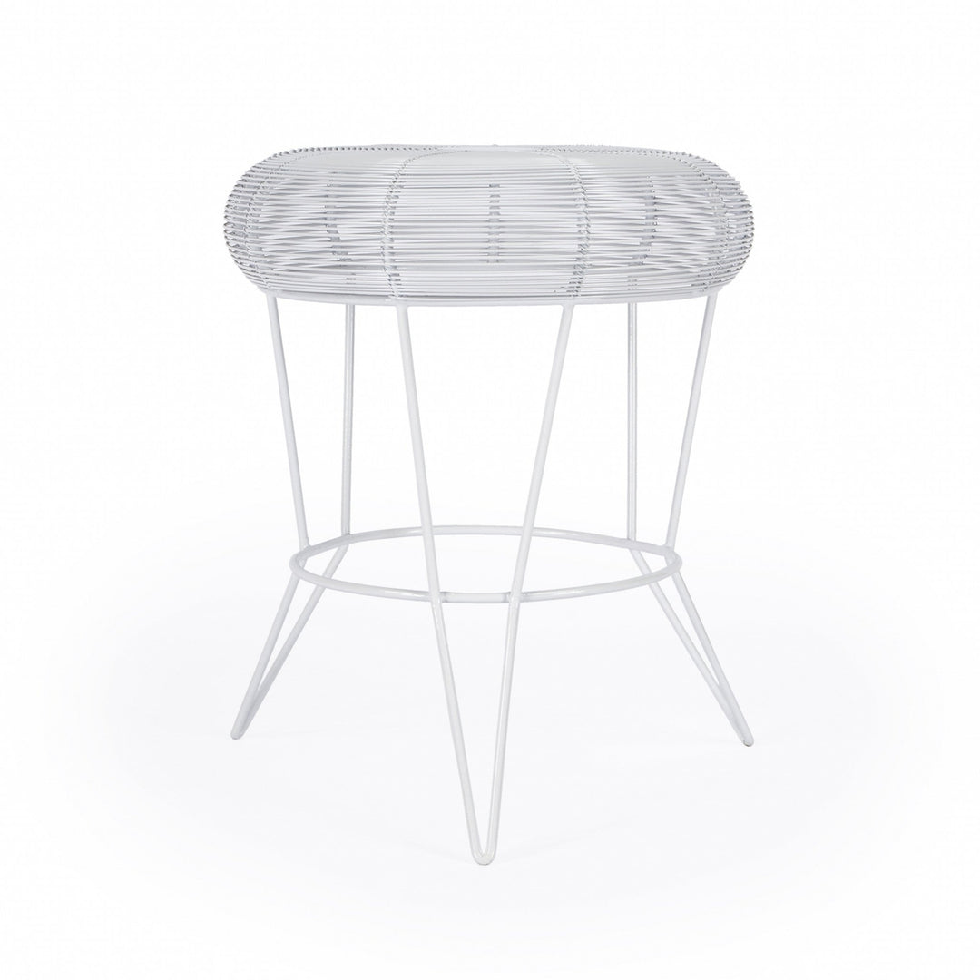 18" White Wire Round top End Table Image 6