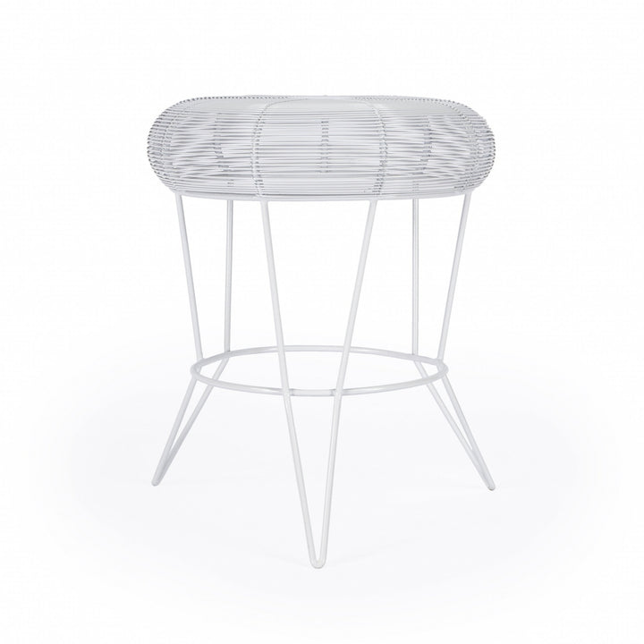 18" White Wire Round top End Table Image 6