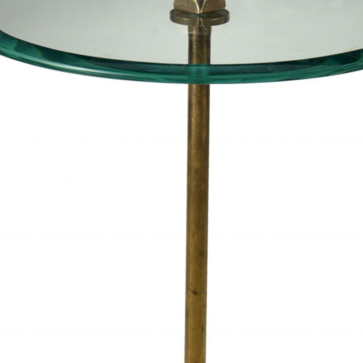 22" Black And Clear Glass And Marble Round End Table Image 4