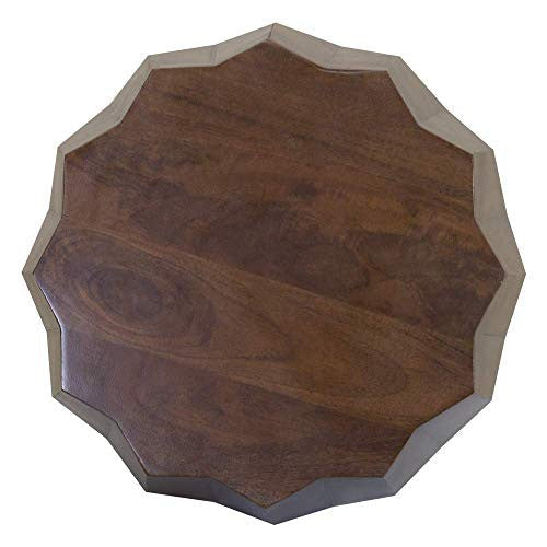 22" Deep Brown And Dark Brown Solid Wood End Table Image 2