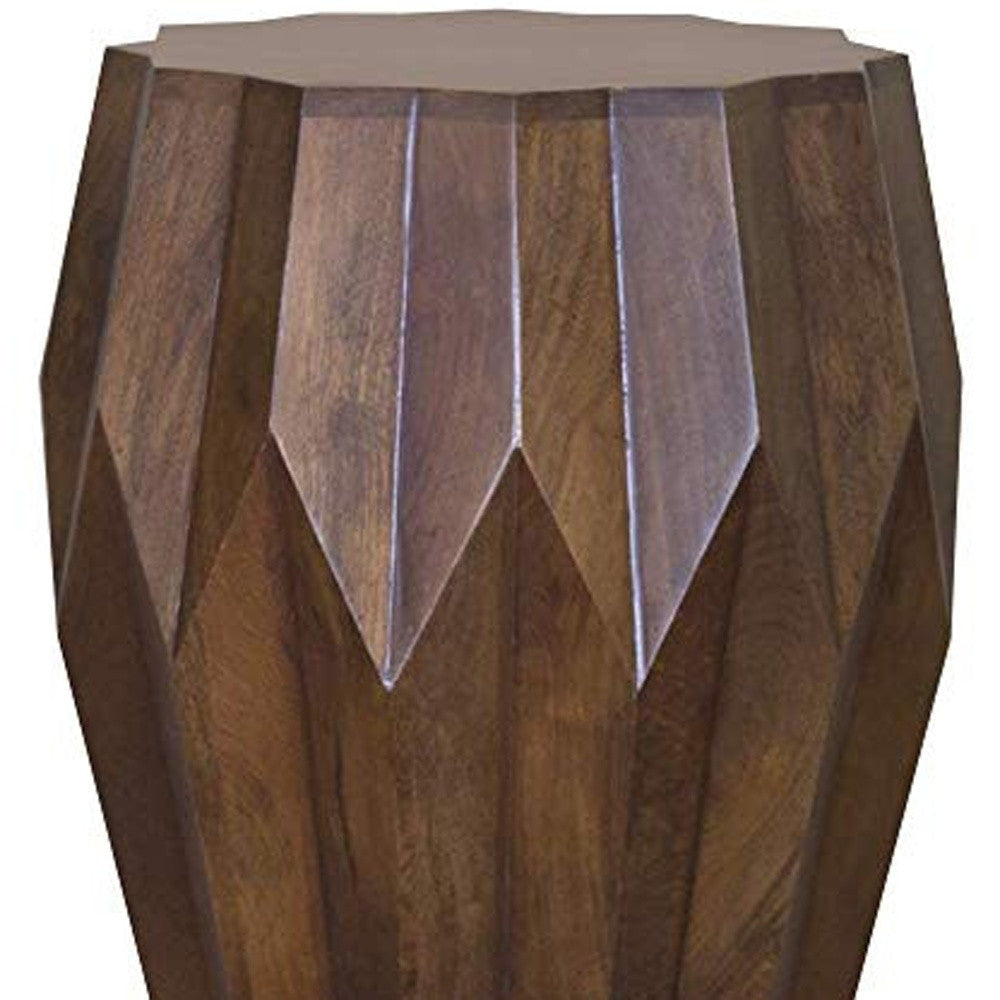 22" Deep Brown And Dark Brown Solid Wood End Table Image 4