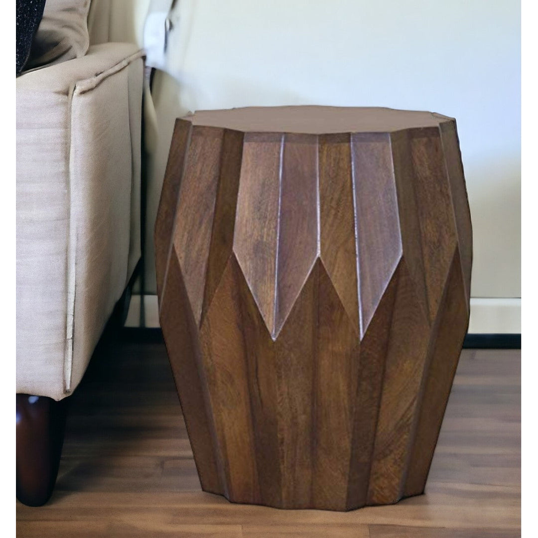 22" Deep Brown And Dark Brown Solid Wood End Table Image 5