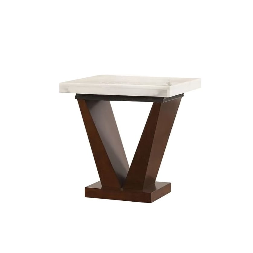 23" Brown And White Marble Square End Table Image 1