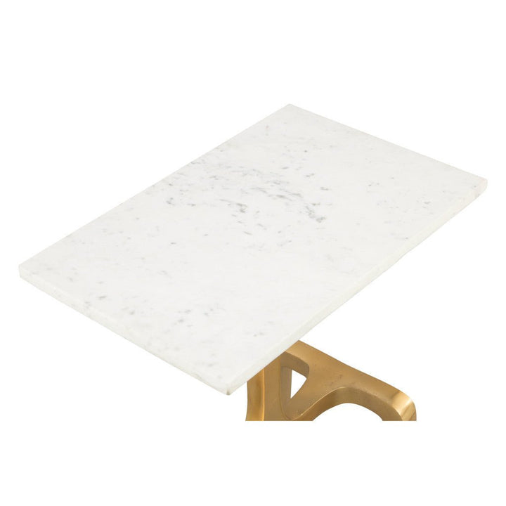 23" Gold Genuine Marble Look Rectangular End Table Image 10