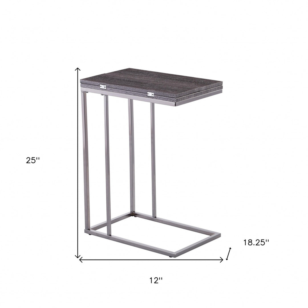 25" Silver And Gray Expandable Rectangular End Table Image 10