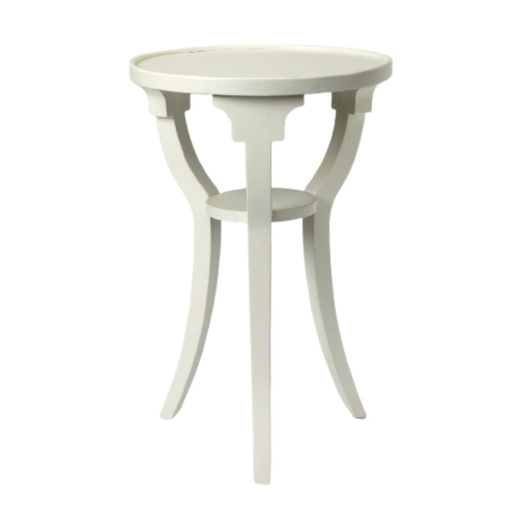 24" White And Cottage White Manufactured Wood Round End Table With Shelf Image 1