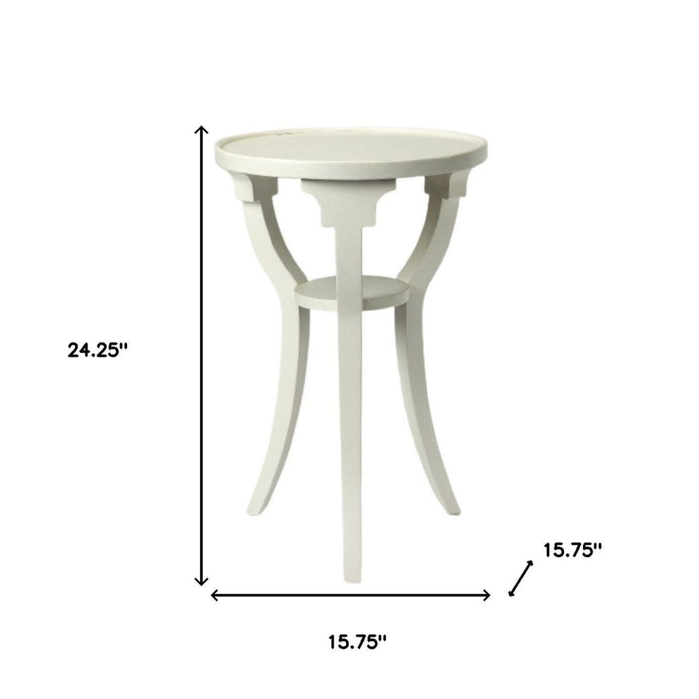 24" White And Cottage White Manufactured Wood Round End Table With Shelf Image 2