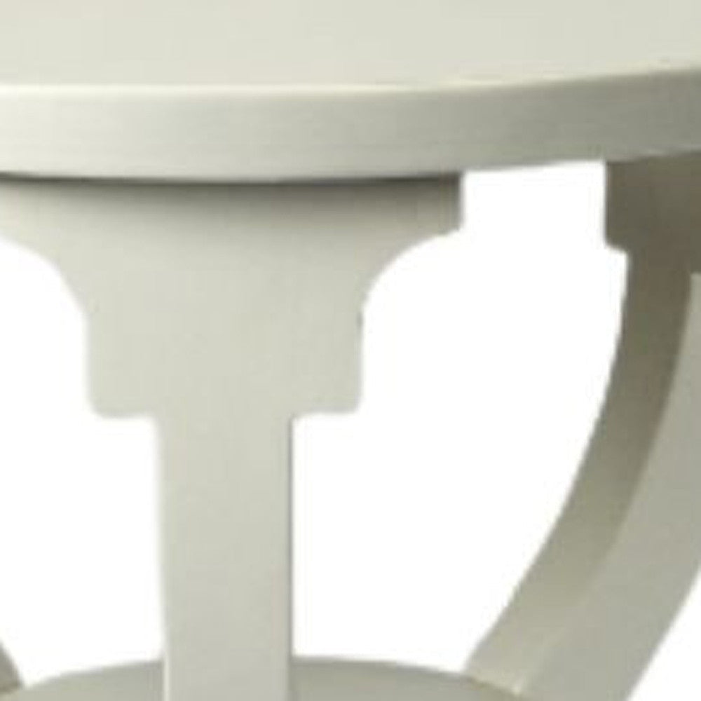 24" White And Cottage White Manufactured Wood Round End Table With Shelf Image 3