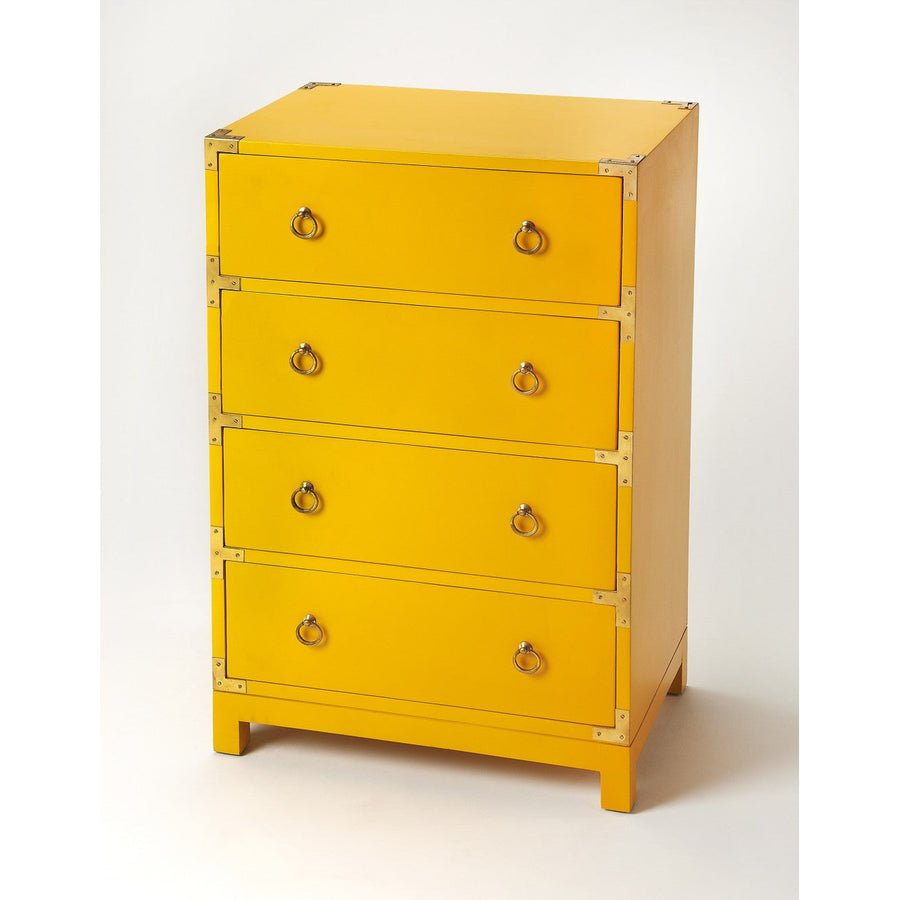 24" Yellow Solid Wood Four Drawer Dresser Image 1