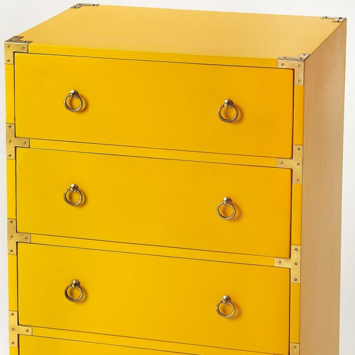 24" Yellow Solid Wood Four Drawer Dresser Image 3