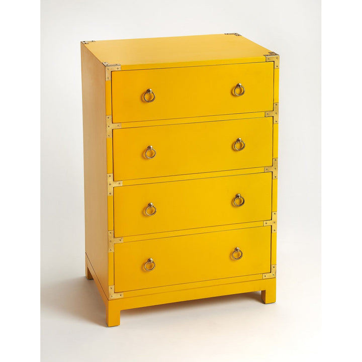 24" Yellow Solid Wood Four Drawer Dresser Image 4