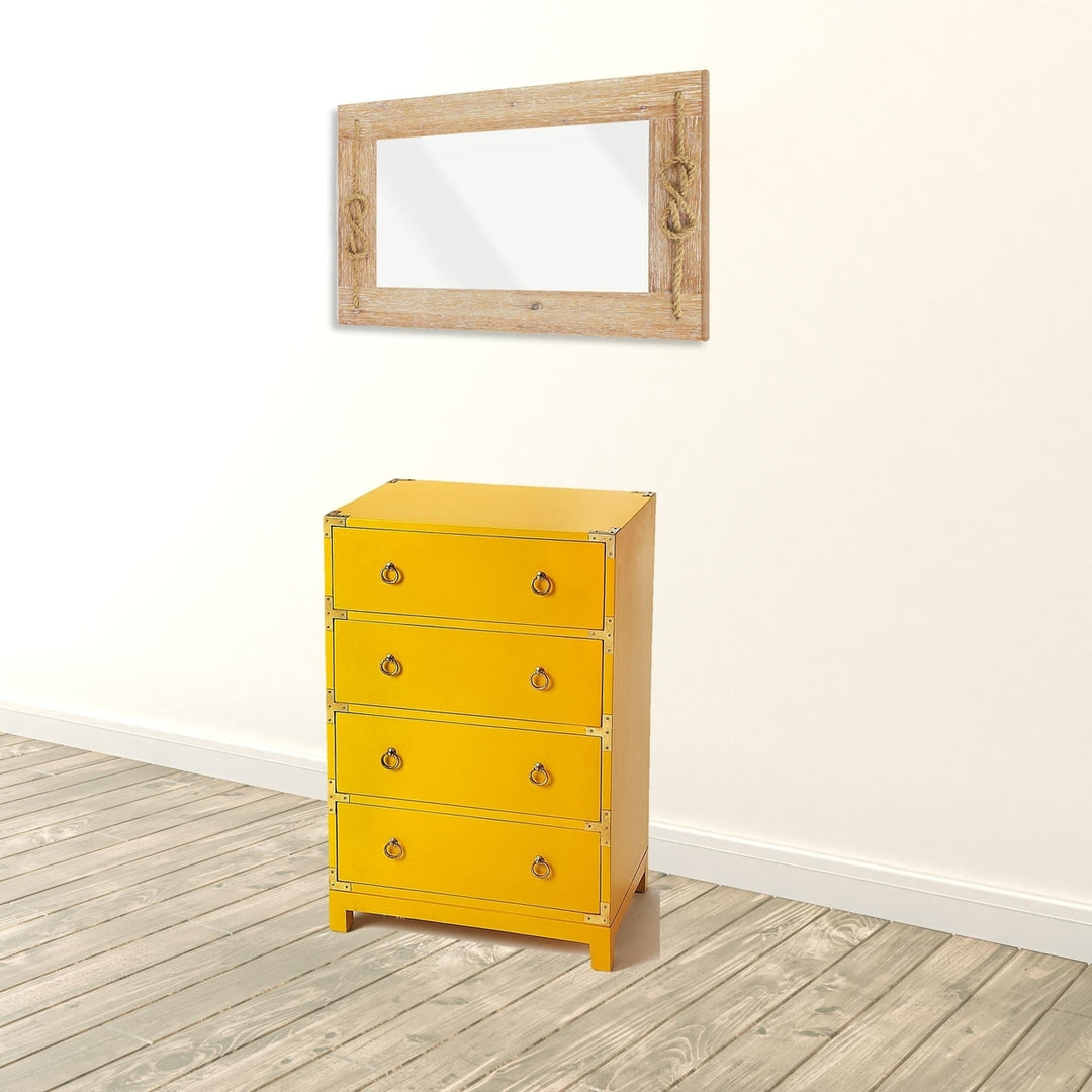 24" Yellow Solid Wood Four Drawer Dresser Image 5