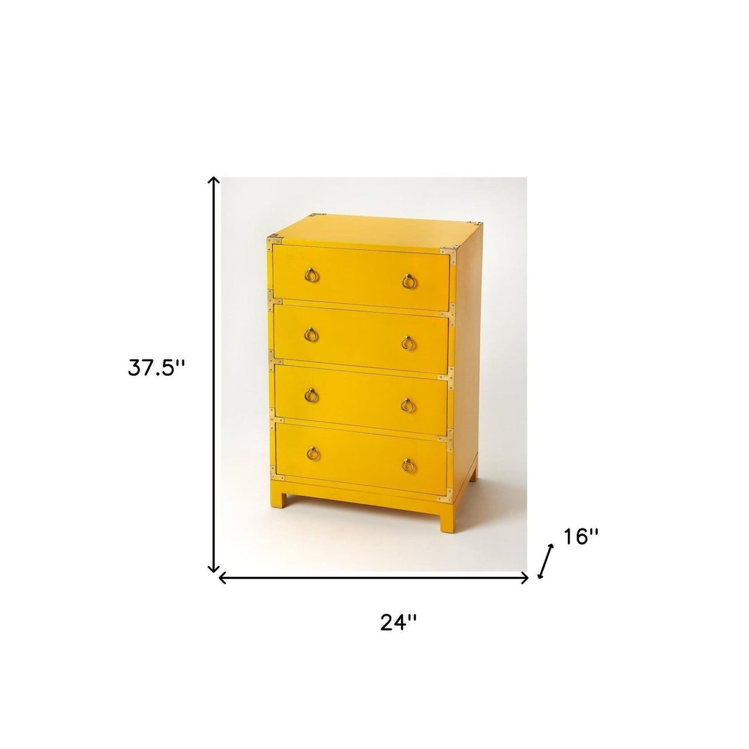 24" Yellow Solid Wood Four Drawer Dresser Image 6