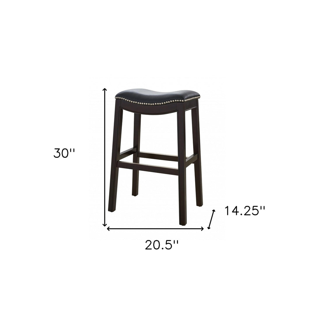 31" Black And Espresso Solid Wood Backless Bar Height Bar Chair Image 7