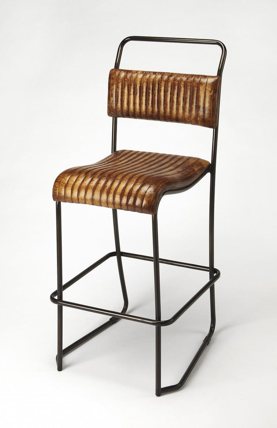 31" Brown And Black Iron Bar Chair Image 1