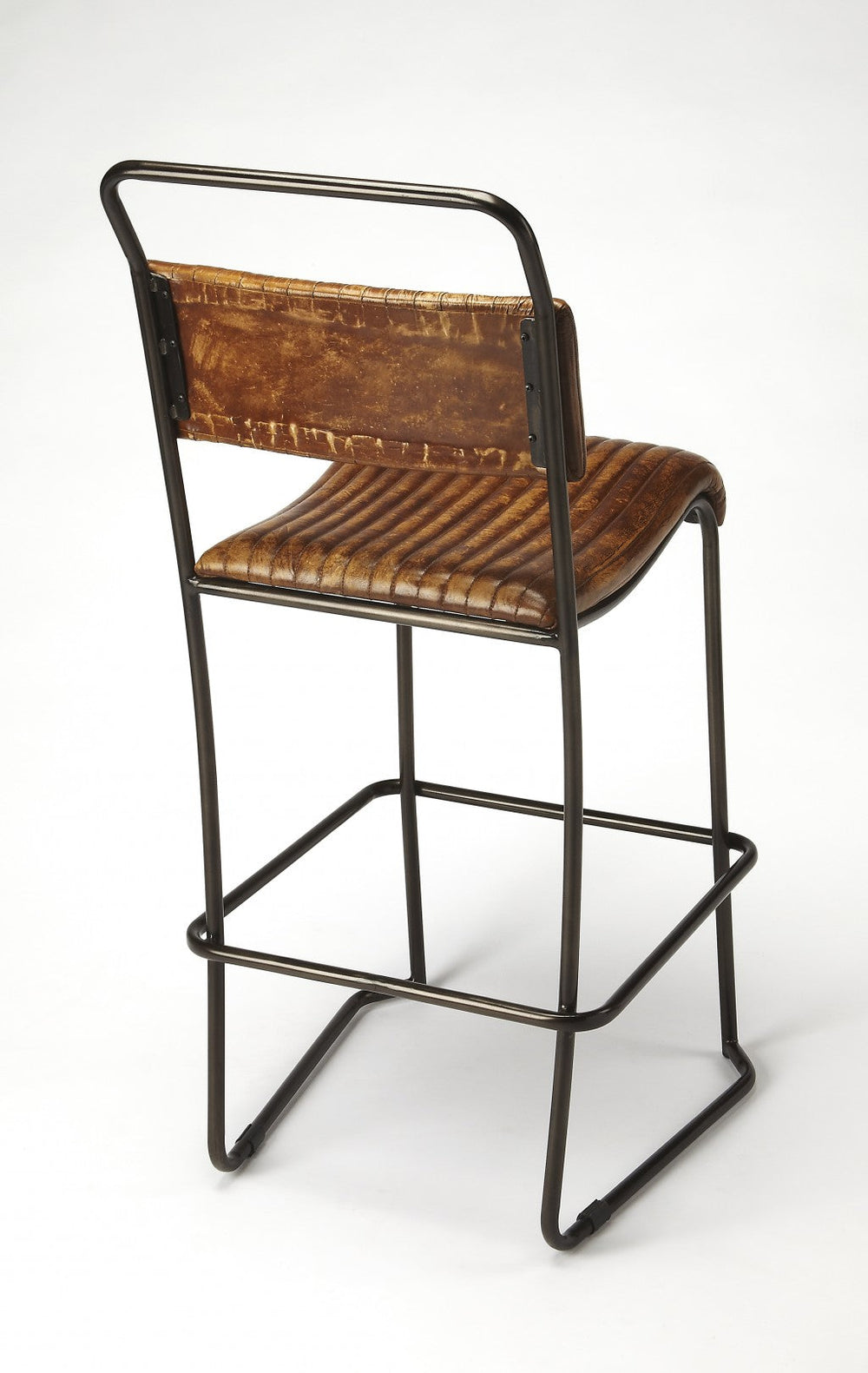 31" Brown And Black Iron Bar Chair Image 2