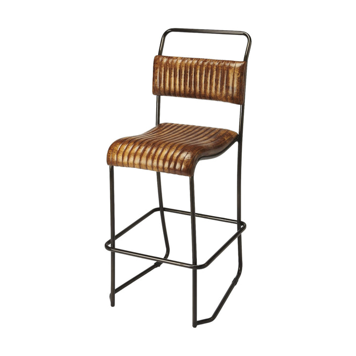 31" Brown And Black Iron Bar Chair Image 4