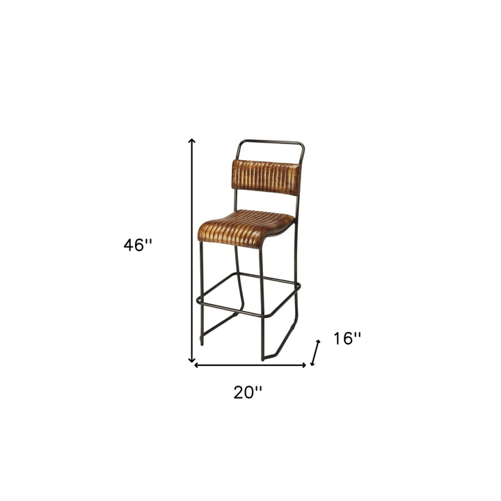 31" Brown And Black Iron Bar Chair Image 5