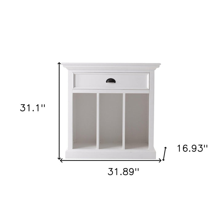 31" Distressed White Wood Nightstand with Dividers Image 8