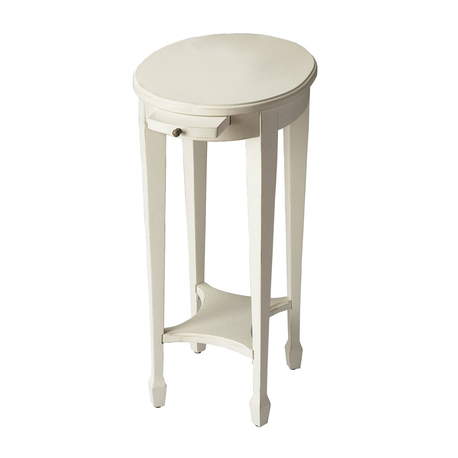26" White And Cottage White Manufactured Wood Oval End Table With Shelf Image 1