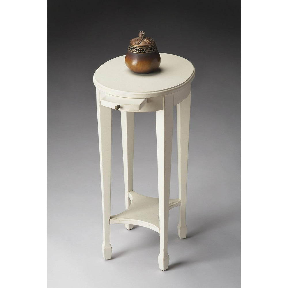 26" White And Cottage White Manufactured Wood Oval End Table With Shelf Image 2