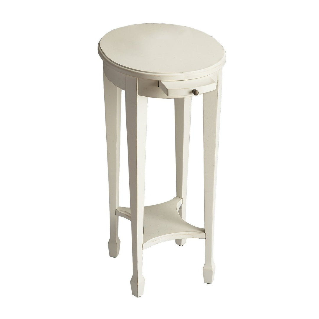 26" White And Cottage White Manufactured Wood Oval End Table With Shelf Image 3