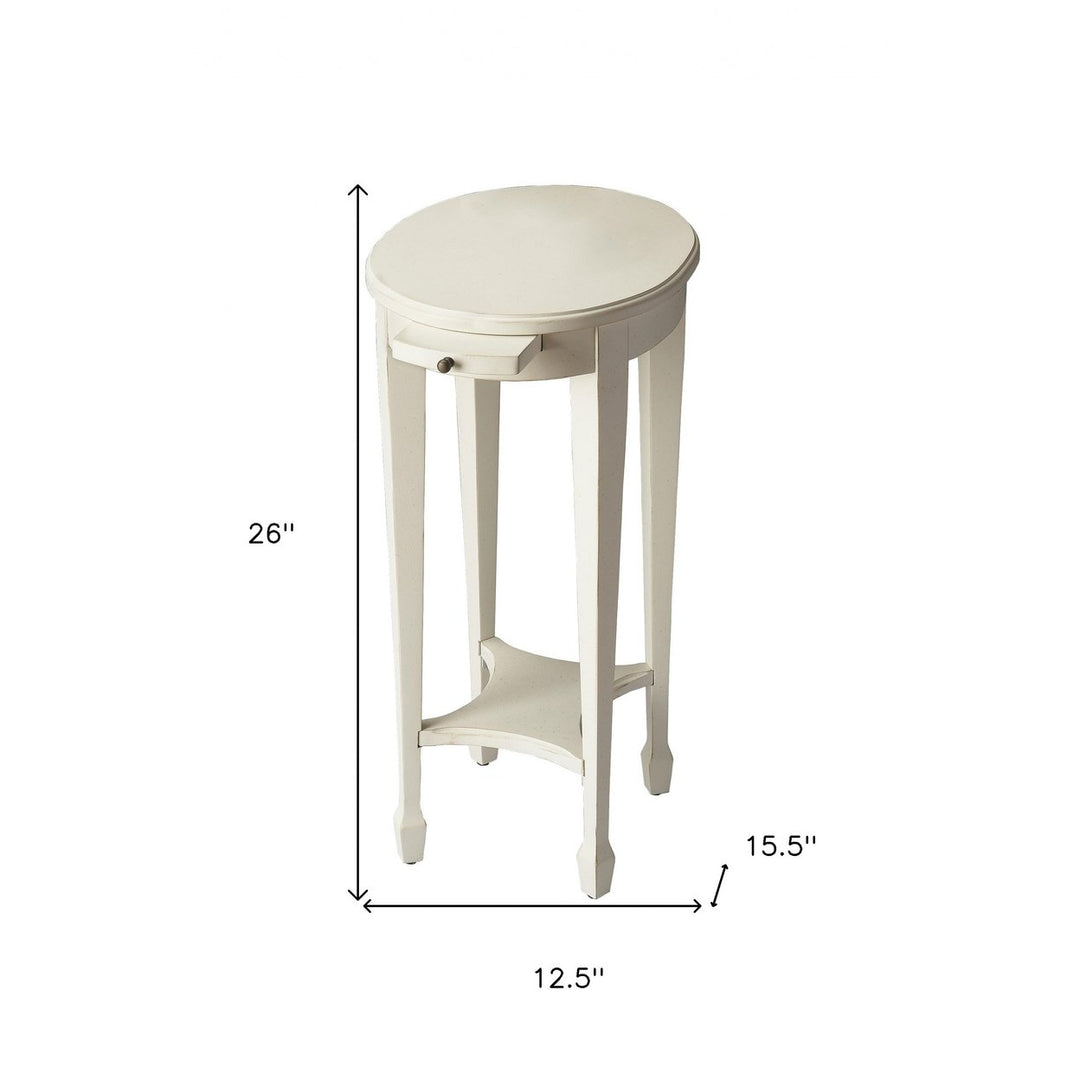 26" White And Cottage White Manufactured Wood Oval End Table With Shelf Image 6