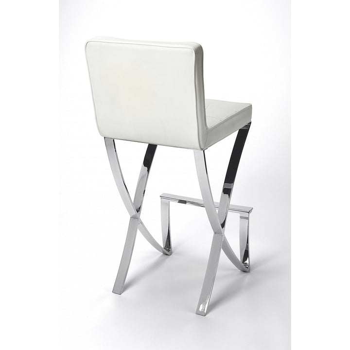 29" Off-white And Silver Iron Bar Chair Image 2