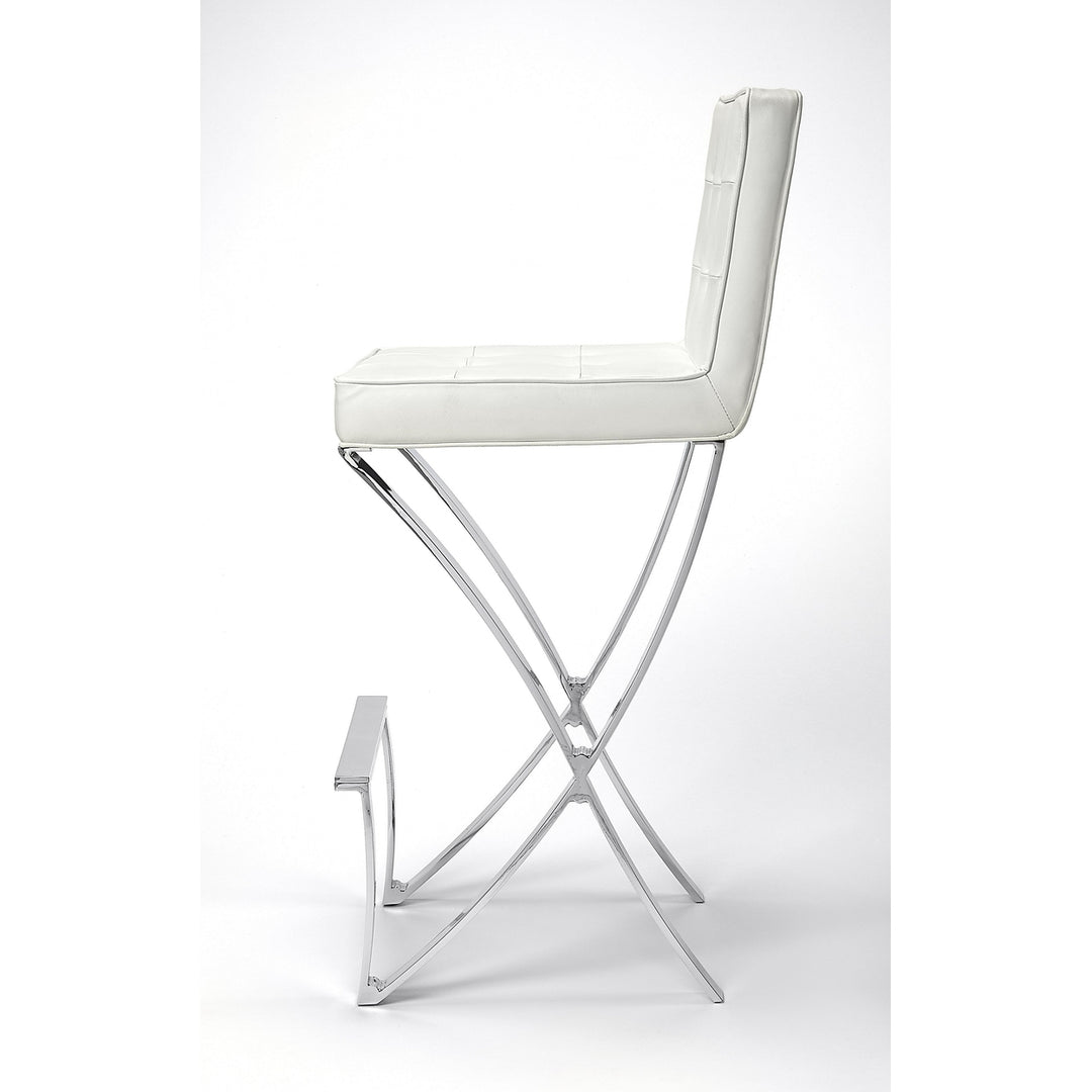 29" Off-white And Silver Iron Bar Chair Image 3