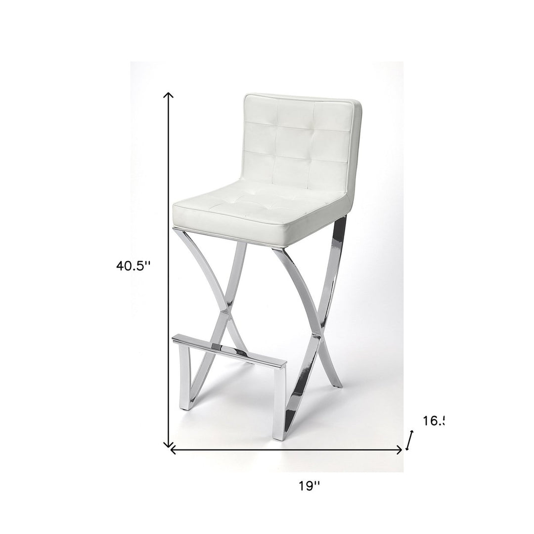 29" Off-white And Silver Iron Bar Chair Image 6