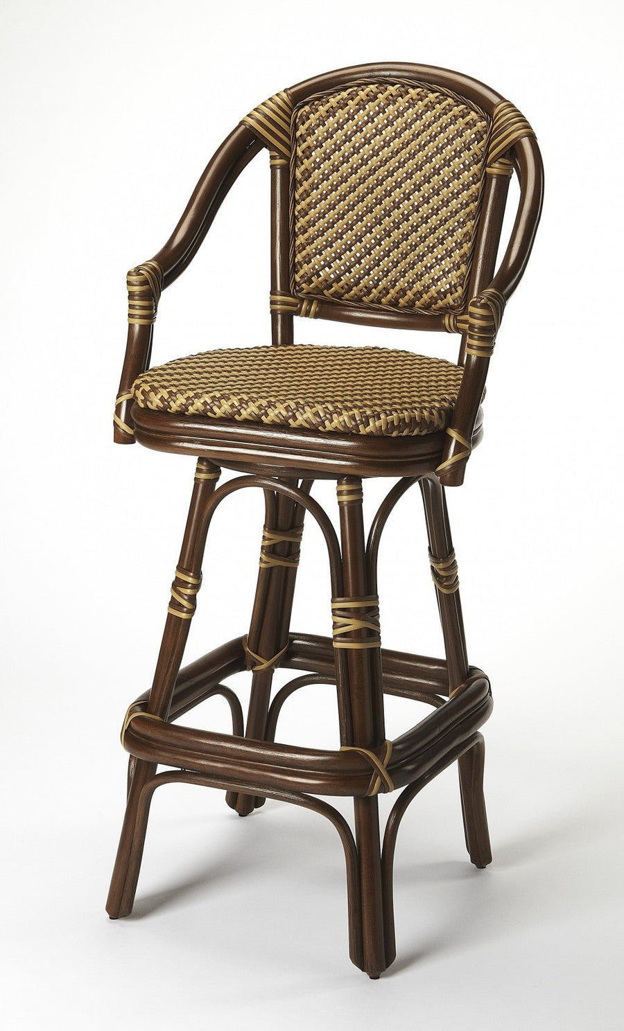 30" Brown Rattan Bar Chair Image 1