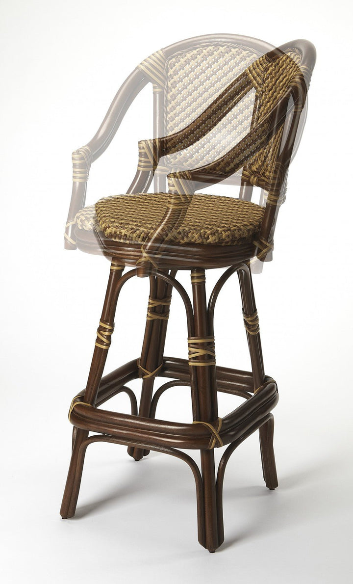 30" Brown Rattan Bar Chair Image 2