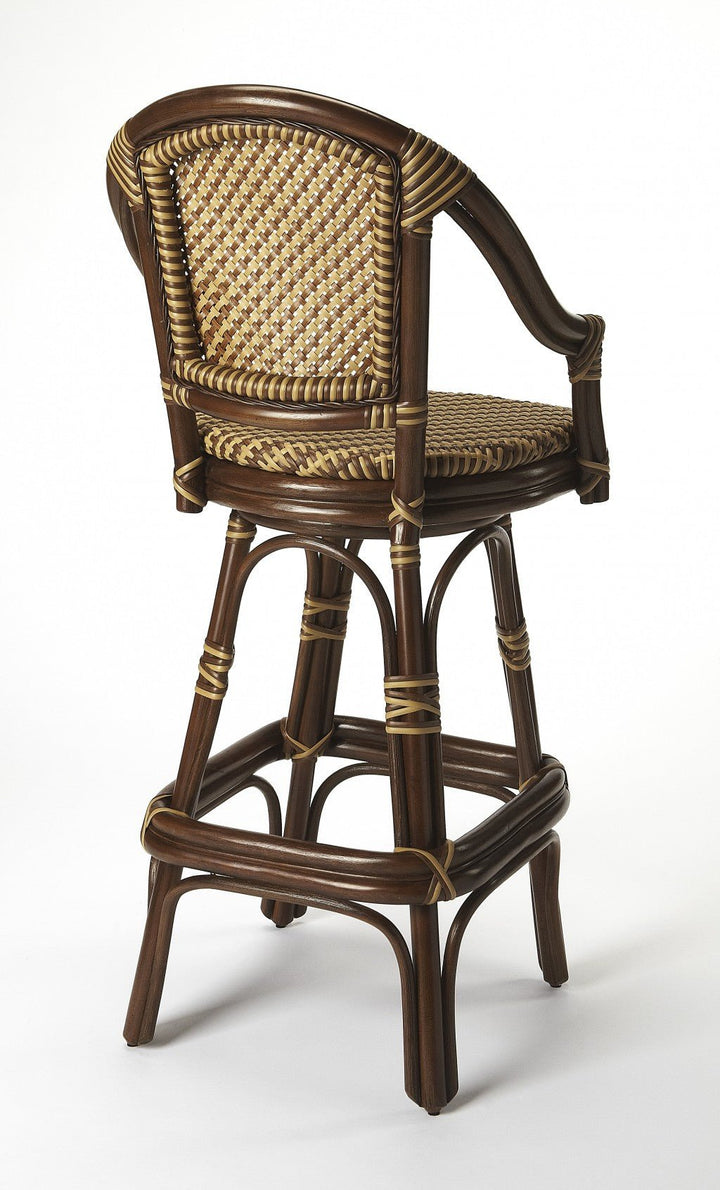 30" Brown Rattan Bar Chair Image 3