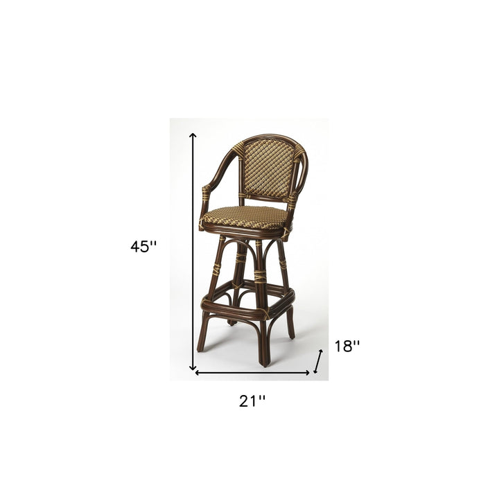 30" Brown Rattan Bar Chair Image 6