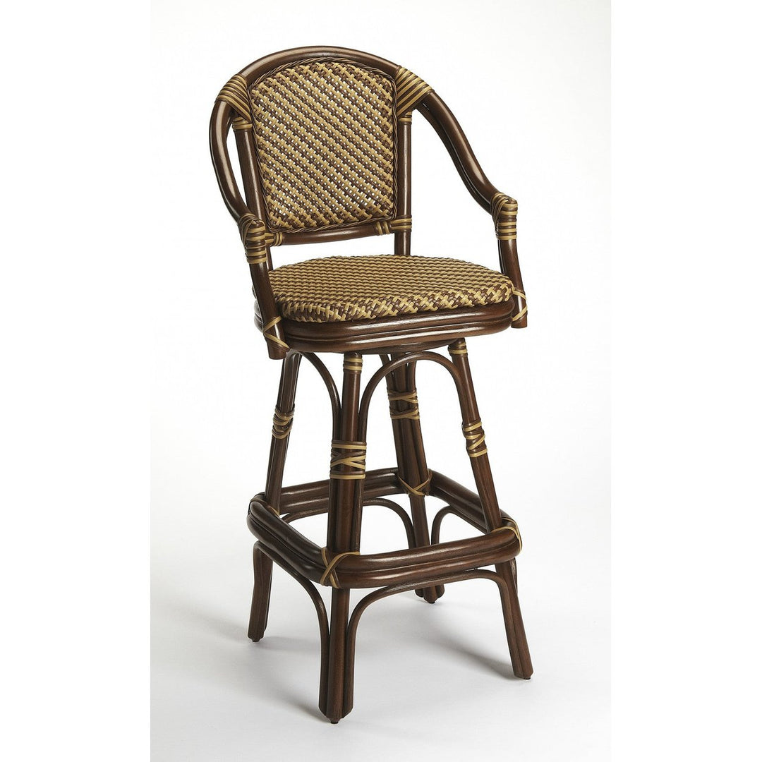 30" Brown Rattan Bar Chair Image 8