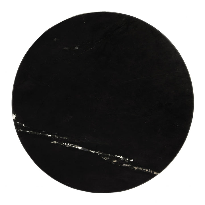 28" Black Marble Round End Table Image 8