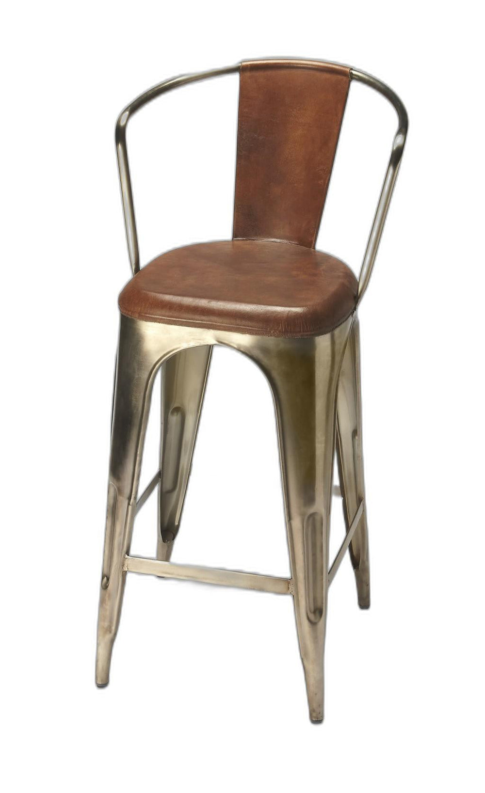 28" Brown And Gold Iron Bar Chair Image 2