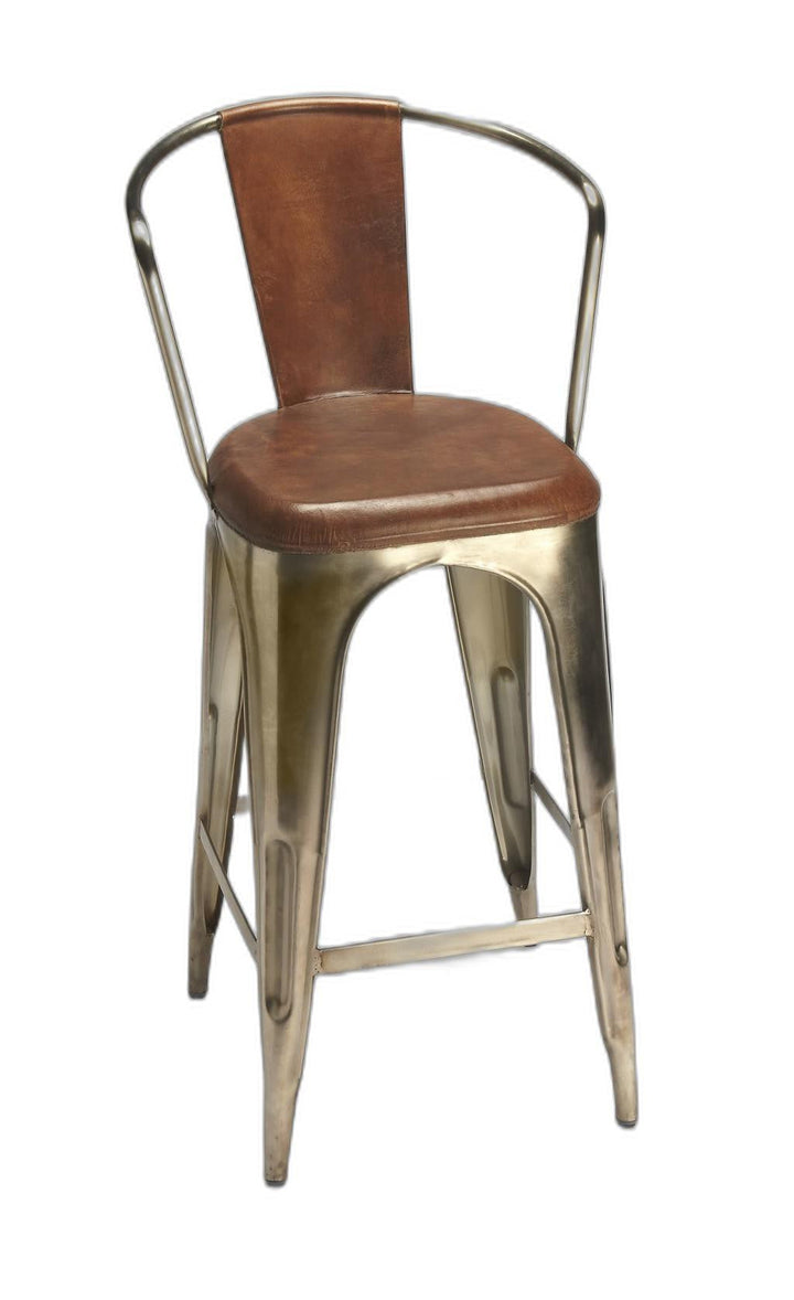 28" Brown And Gold Iron Bar Chair Image 3