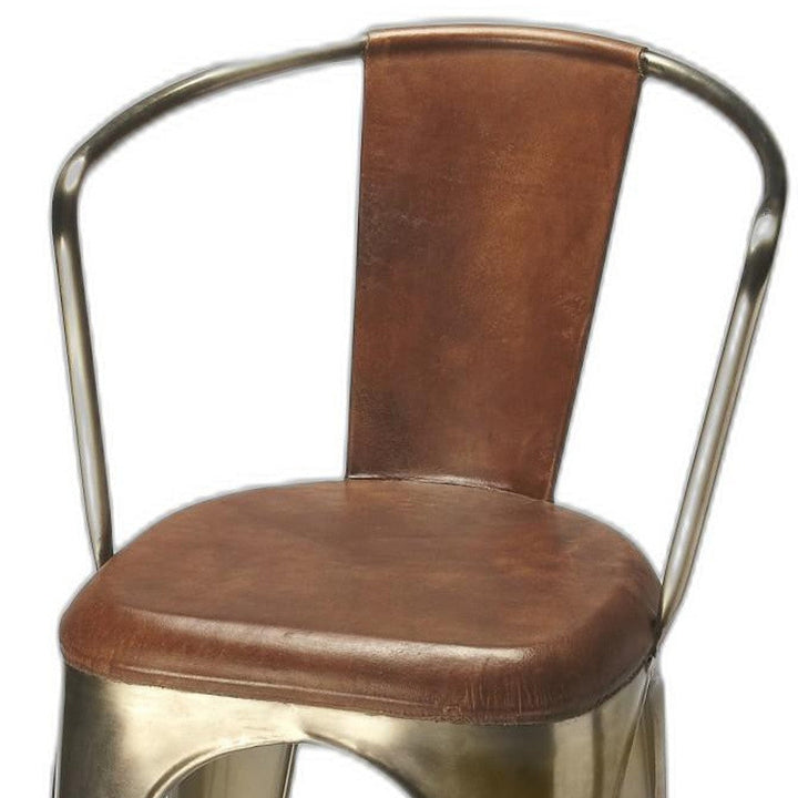 28" Brown And Gold Iron Bar Chair Image 4