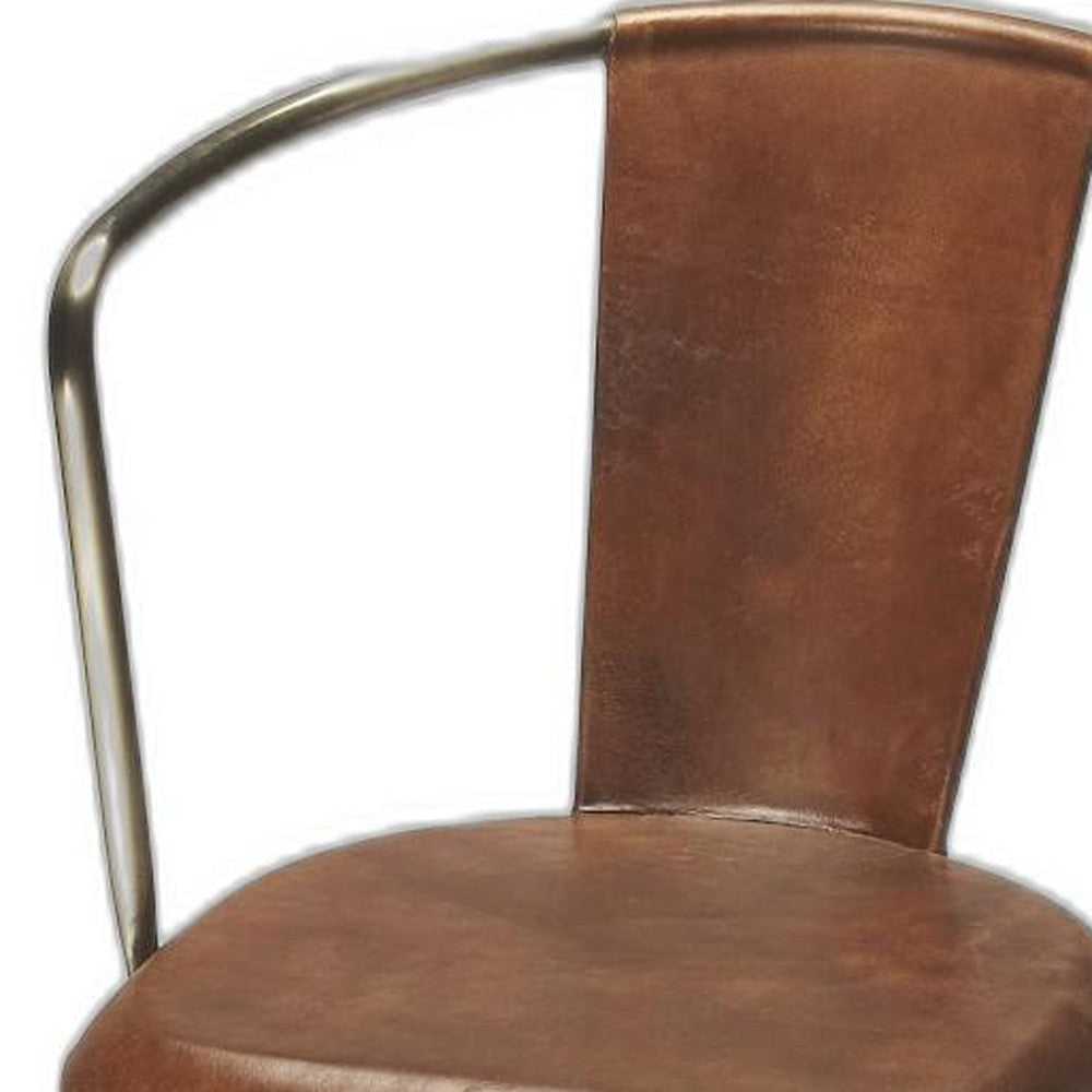 28" Brown And Gold Iron Bar Chair Image 5