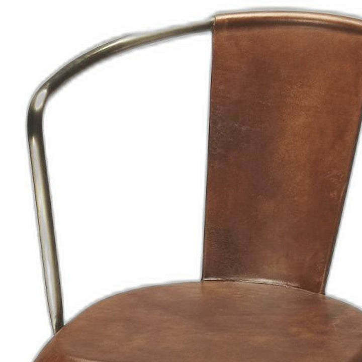 28" Brown And Gold Iron Bar Chair Image 7